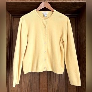 Vintage 90s Talbots Cardigan Sweater Yellow 100% Cotton Size Large